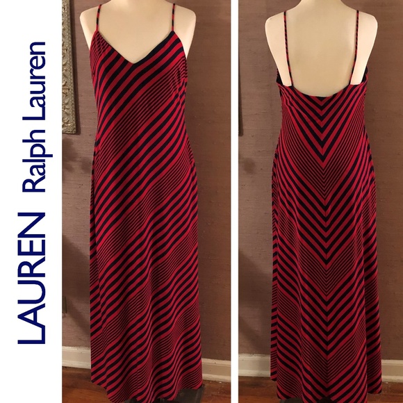 Lauren Ralph Lauren Dresses & Skirts - NWOT Ralph Lauren Red Navy Stripe Maxi Dress Bold